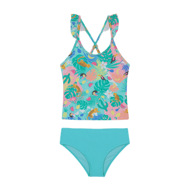 TRAJE DE BAÑO NIÑA H2O WEAR VERDE TANKINI UV30+ C/VUELOS - 1