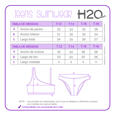 TRAJE DE BAÑO NIÑA H2O WEAR ROSADO TEENS BIKINI UN HOMBRO - 3