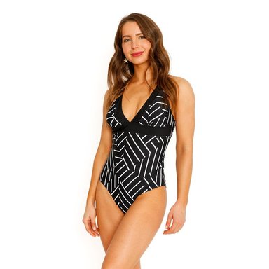 TRAJE DE BAÑO MUJER H2O WEAR ENTERO ESCOTE ESTAMPADO PARA NEGRO - 3
