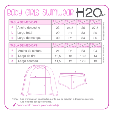 TRAJE DE BAÑO BEBE NIÑA DISNEY SET UV50+ MANGA LARGA PRINCESAS - 4