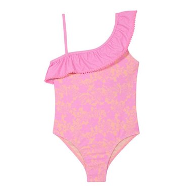 TRAJE DE BAÑO NIÑA H2O WEAR ROSA UN HOMBRO UV30+ POMPOM - 1