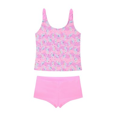 TRAJE DE BAÑO NIÑA TANKINI SUBLIMADO H2O WEAR ROSADO - 1