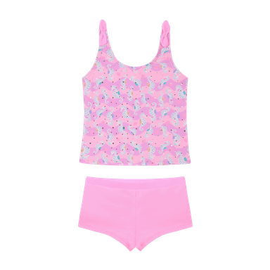 TRAJE DE BAÑO NIÑA TANKINI SUBLIMADO H2O WEAR ROSADO - 2
