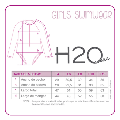 TRAJE DE BAÑO NIÑA M/LARGA UV50 H2O WEAR TURQUESA - 5