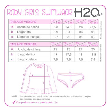 TRAJE DE BAÑO BEBE NIÑA SET UV50 M/LARGA H2O WEAR CALISPO - 5