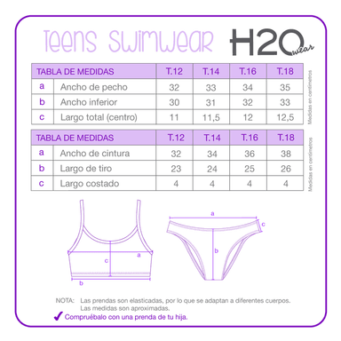 TRAJE DE BAÑO NIÑA TEENS BIKINI UV50 H2O WEAR AZUL - 8