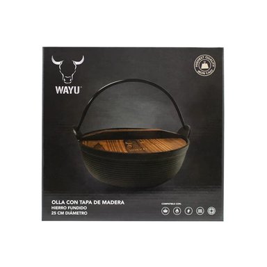 OLLA CON TAPA DE MADERA WAYU IRON CAST 25CM COCINA PARRILLA - 5