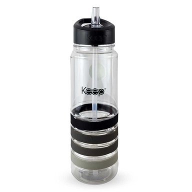 BOTELLA KEEP BANDAS COLORES 750ML AGUA BEBIDAS NEGRO - 1