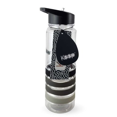 BOTELLA KEEP BANDAS COLORES 750ML AGUA BEBIDAS NEGRO - 4