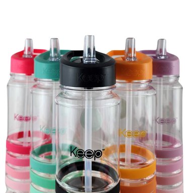BOTELLA KEEP BANDAS COLORES 750ML AGUA BEBIDAS NEGRO - 9