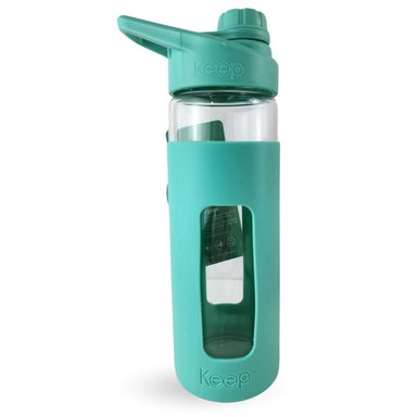 BOTELLA KEEP 470ML VIDRIO PROTECTOR AGUA DEPORTES OUTDOOR TURQUESA - 2