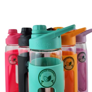 BOTELLA KEEP 470ML VIDRIO PROTECTOR AGUA DEPORTES OUTDOOR TURQUESA - 8