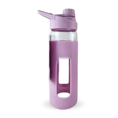 BOTELLA KEEP 470ML VIDRIO PROTECTOR AGUA DEPORTES OUTDOOR LILA - 2