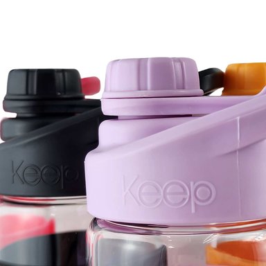 BOTELLA KEEP 470ML VIDRIO PROTECTOR AGUA DEPORTES OUTDOOR LILA - 9