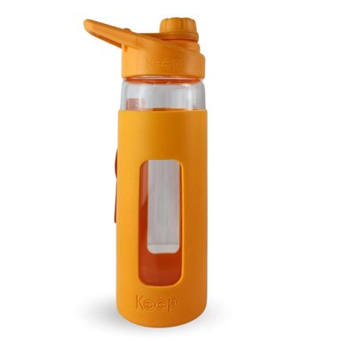 BOTELLA KEEP 470ML VIDRIO PROTECTOR AGUA DEPORTES OUTDOOR NARANJA - 2