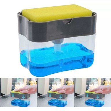 DISPENSADOR JABON LAVALOZAS BOMBA ESPONJA CON RECIPIENTE - 4