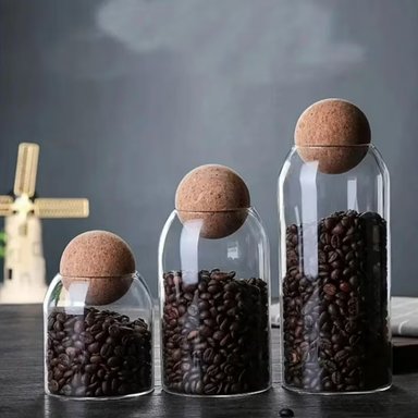 SET 3 BOTELLAS FRASCOS CONTENEDOR VIDRIO CON TAPA CORCHO - 3