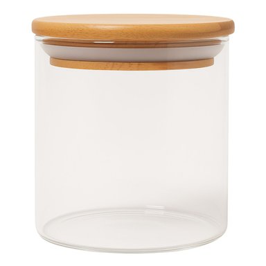 FRASCO TARRO HERMETICO 200ML RECIPIENTE VIDRIO 8CM TAPA BAMBÚ - 1