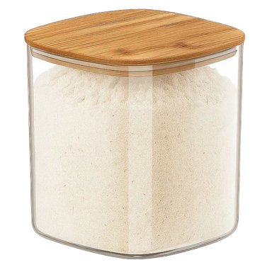 FRASCO TARRO HERMETICO CUADRADO 180ML VIDRIO 6CM TAPA BAMBÚ - 2