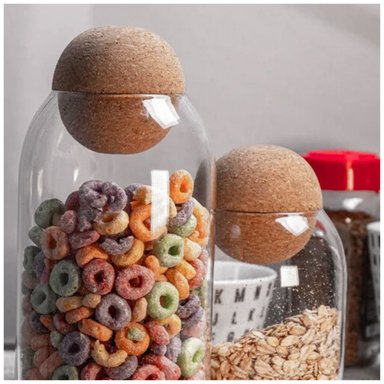 SET 2 BOTELLAS FRASCOS CONTENEDOR 570ML VIDRIO 10CM TAPA - 1