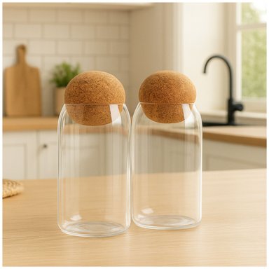 SET 2 BOTELLAS FRASCOS CONTENEDOR 570ML VIDRIO 10CM TAPA - 3