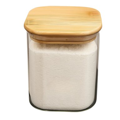 SET 3 FRASCOS HERMETICOS CUADRADO 900ML VIDRIO 10CM TAPA BAMBÚ - 2