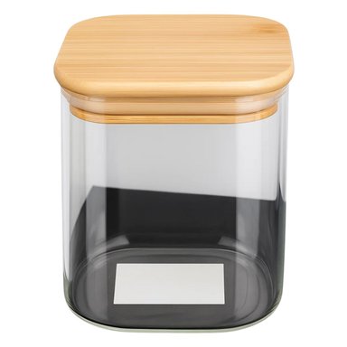 FRASCO HERMETICO CUADRADO 900ML VIDRIO 10CM CON TAPA BAMBU - 2