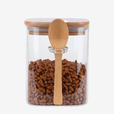 SET 3 FRASCO CONTENEDOR 1400ML 15CM CUADRADO CUCHARA BAMBÚ - 2