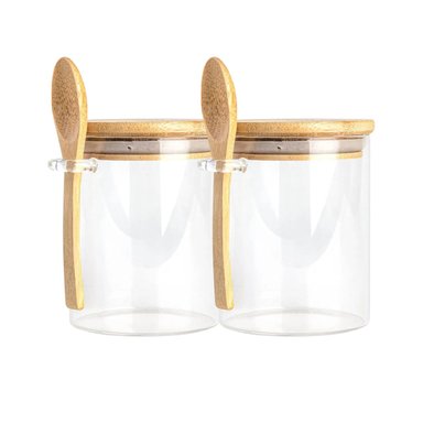 SET 2 FRASCO CONTENEDOR HERMETICO 700ML 15CM REDONDO CUCHARA - 1