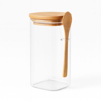 SET 3 FRASCOS CONTENEDORES 900ML VIDRIO 15CM CUADRADO CUCHARA - 2