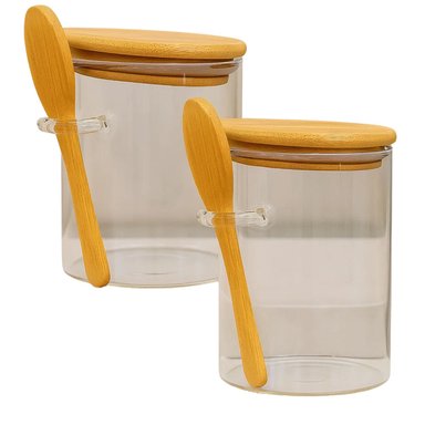 SET 2 FRASCO CONTENEDOR HERMETICO 550ML 12CM REDONDO CUCHARA - 1