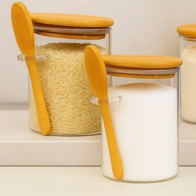 SET 2 FRASCO CONTENEDOR HERMETICO 550ML 12CM REDONDO CUCHARA - 2
