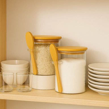 SET 2 FRASCO CONTENEDOR HERMETICO 550ML 12CM REDONDO CUCHARA - 3