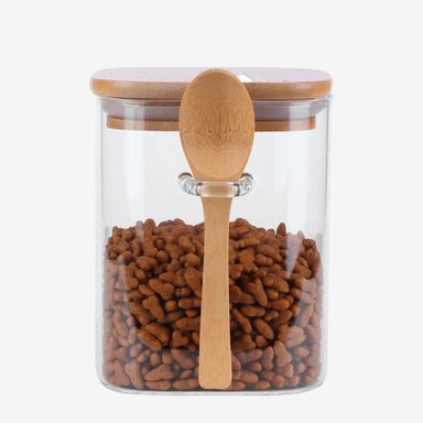 FRASCO CONTENEDOR VIDRIO 1400ML 15CM CUADRADO CUCHARA BAMBÚ - 2