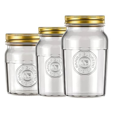 SET 3 FRASCOS AMERICANO VINTAGE NADIR VIDRIO TAPA DORADA - 1