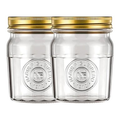 SET 2 FRASCOS AMERICANO VINTAGE VIDRIO 500ML TAPA DORADA - 1