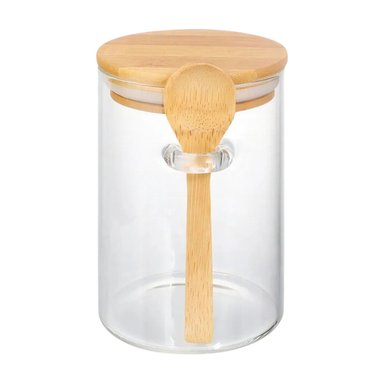 SET 2 FRASCOS HERMETICOS 10CM REDONDO CUCHARA TAPA BAMBU - 2