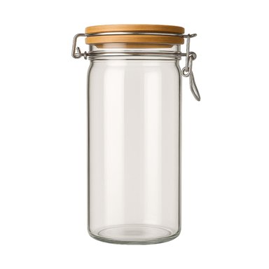 FRASCO TARRO HERMETICO DE VIDRIO 700ML CON TAPA DE BAMBU - 1