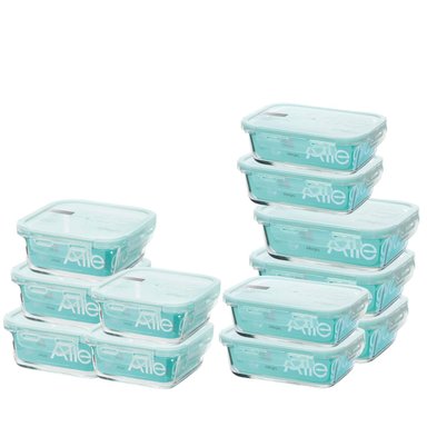 SET 12 CONTENEDORES HERMETICOS ALIMENTOS DE VIDRIO ALLEGRA - 1