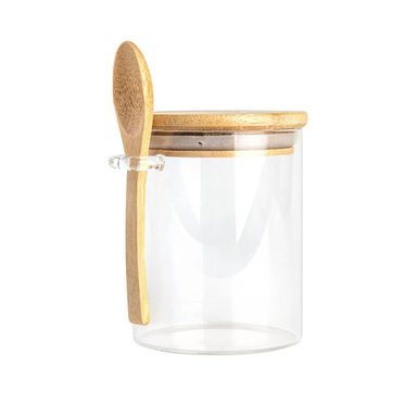FRASCO CONTENEDOR HERMETICO 700ML VIDRIO 15CM REDONDO CUCHARA - 1