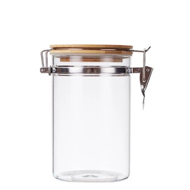 SET 3 FRASCOS TARRO HERMETICO VIDRIO 350ML CON TAPA DE BAMBU - 2