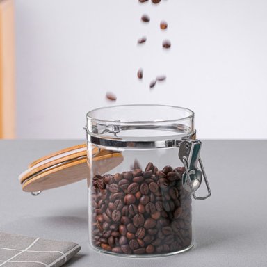 SET 2 FRASCOS TARRO HERMETICO VIDRIO 480ML CON TAPA DE BAMBU - 2