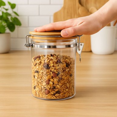 SET 2 FRASCOS TARRO HERMETICO VIDRIO 480ML CON TAPA DE BAMBU - 4