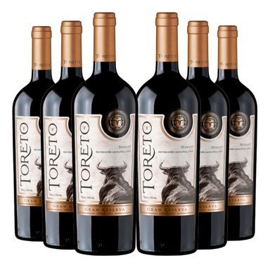 VINO TINTO CARMENERE MERLOT TORETO BOTELLA VIDRIO 6 UN GRAN RESERVA - 1