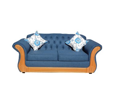 SOFA ALMORE SPA SOFIA 4 CUERPOS LINO AZUL + 2 POUF MIEL - 2