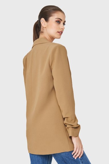 BLAZER LARGO MANGA DRAPEADA KHAKI NICOPOLY - 4