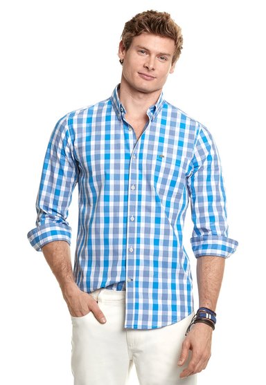 CAMISA CHECKERED CHICAGO FJ NAVY - 1