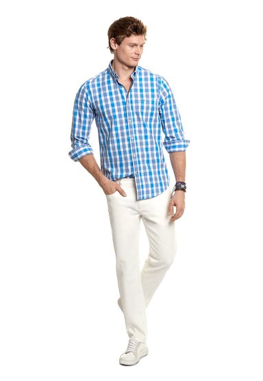 CAMISA CHECKERED CHICAGO FJ NAVY - 2