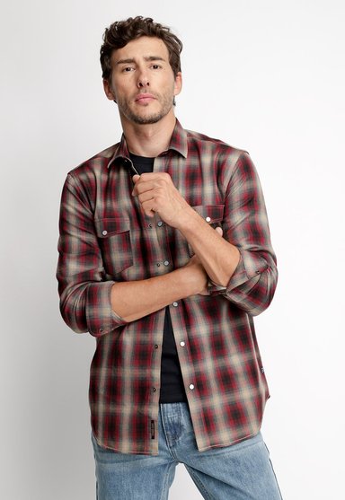 CAMISA CHECKERED COLLEGE FJ RED - 1