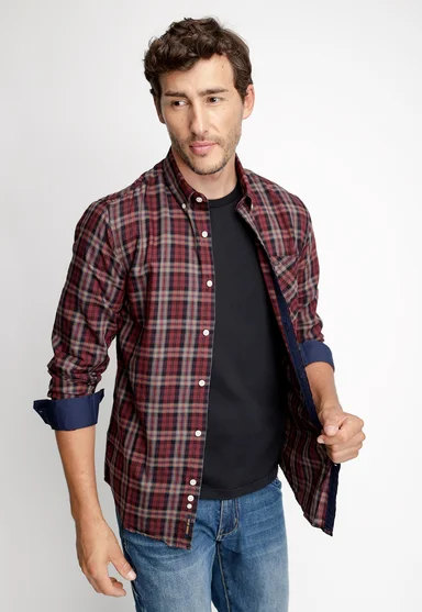 CAMISA CHECKERED UTAH FJ CABERNET - 1